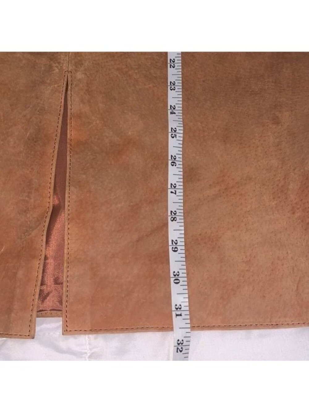 Brandon Thomas Womens Camel Leather Midi Skirt Size 12 - Picture 10 of 10